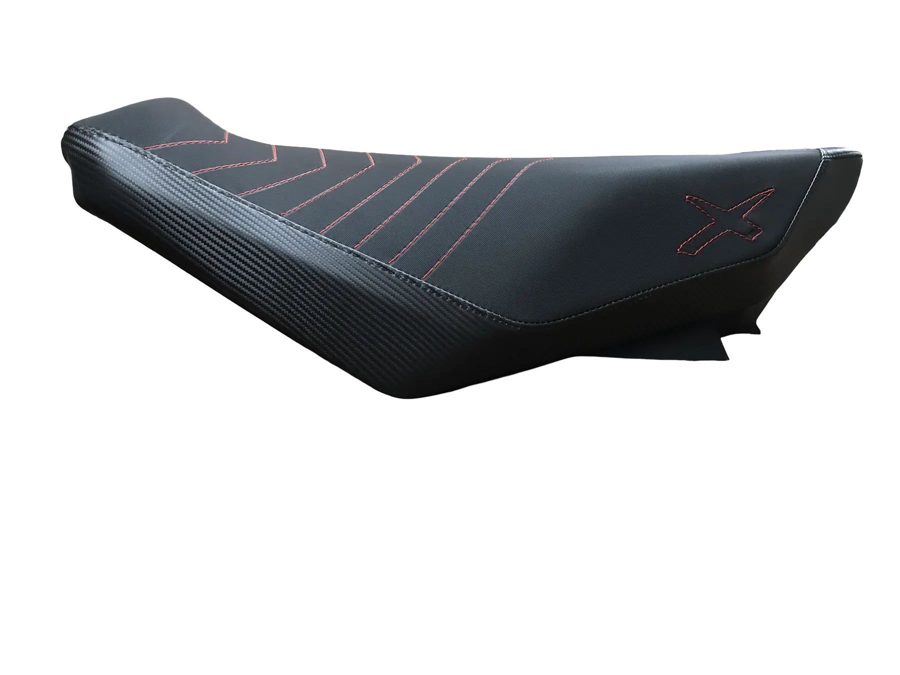 Custom motorcycle seat upholstery with contrast stitching