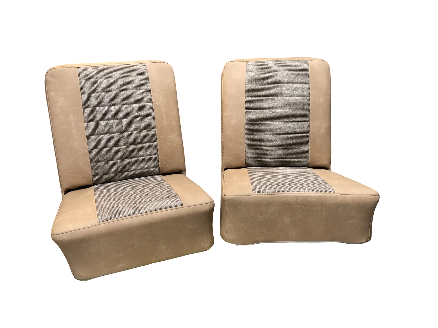 Vintage International Scout interior restoration with tweed and leather upholstery